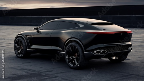 Suv sports coupe concept car black picture Ai generated art