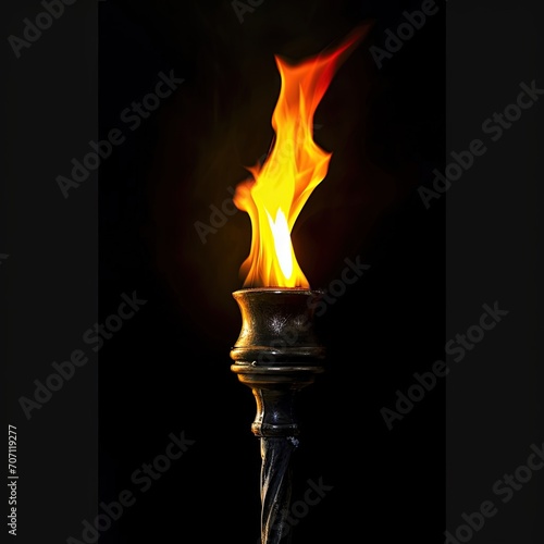 Torch With Flame Isolated on Black