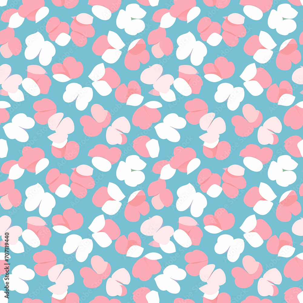 Cherry blossom petals on water seamless pattern. Can be used for gift wrapping, wallpaper, background