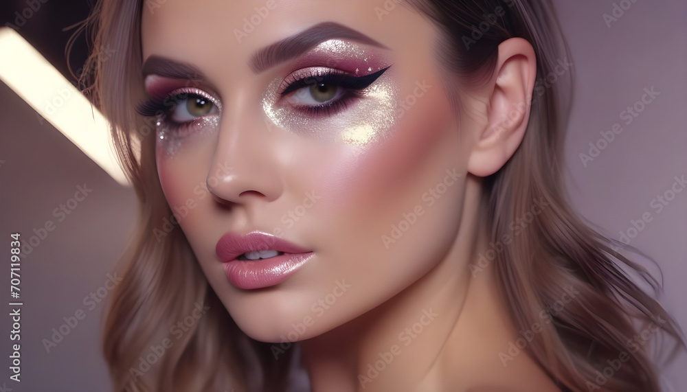 portrait of a young girl model with bright modern makeup and an expressive look portrait of a young girl model with bright modern makeup and an expressive look