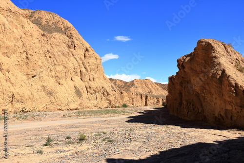 canyon formation at the Issyk Kul Lake in Aksai, Aksay, Kyrgyzstan