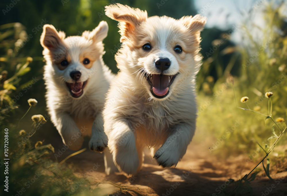 A couple of puppies are running on grass, in the style of caffenol developing, wimmelbilder
A couple of puppies are running on grass, in the style of caffenol developing, wimmelbilder