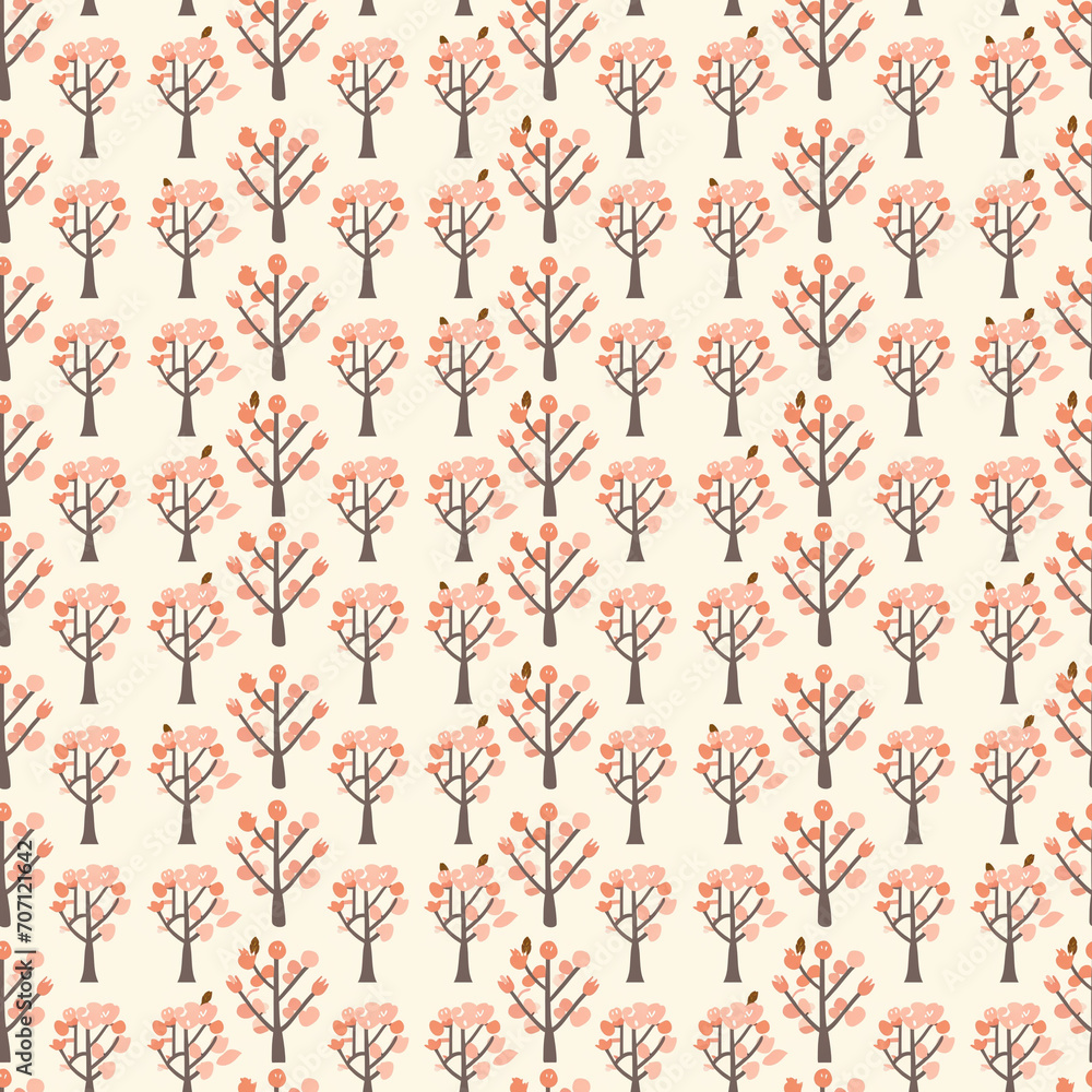 Wild cherry tree seamless pattern. Can be used for gift wrapping, wallpaper, background