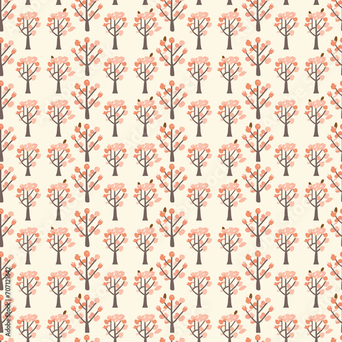 Wild cherry tree seamless pattern. Can be used for gift wrapping  wallpaper  background