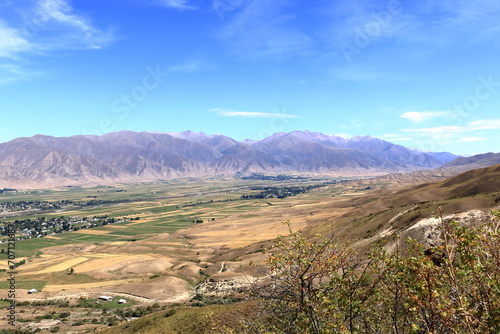 view over the river valley in the Chong Kemin National Park in Kyrgyzstan, Central Asia