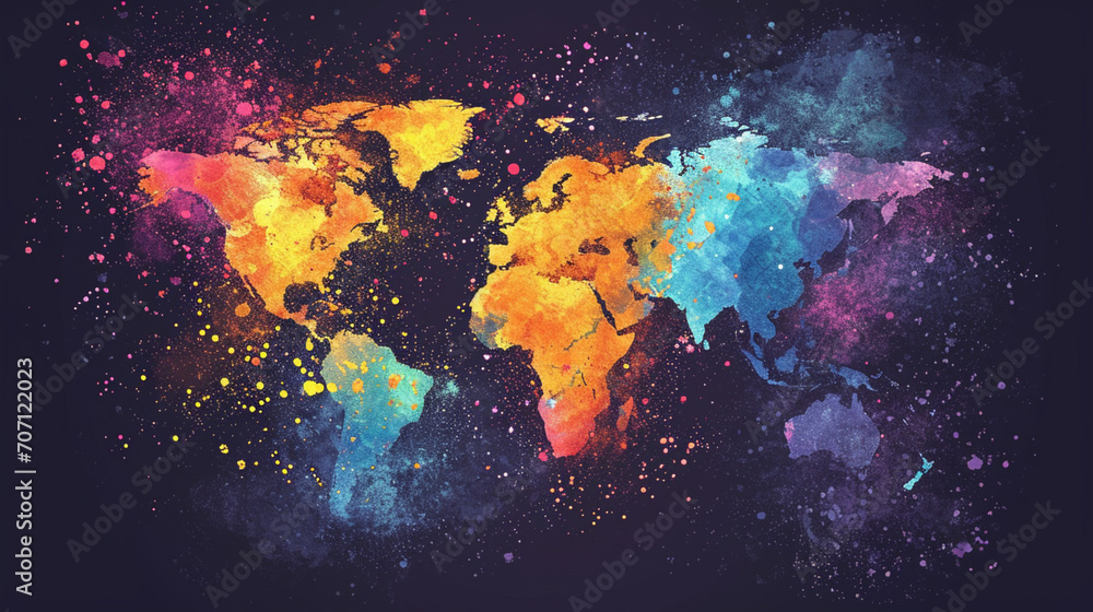 Fototapeta premium Abstract World Map Background. colorful map