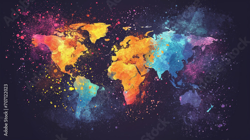 Abstract World Map Background. colorful map photo