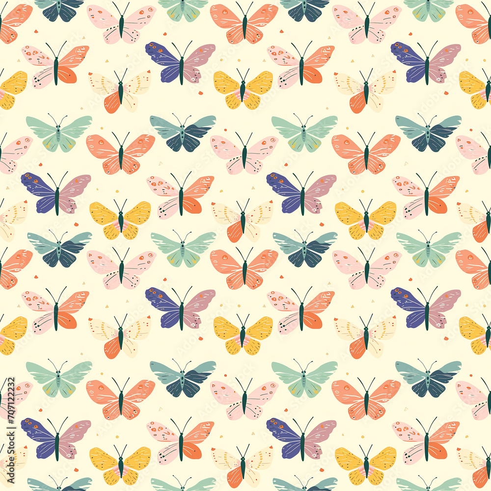 Butterflies seamless pattern. Can be used for gift wrapping, wallpaper, background Butterflies seamless pattern. Can be used for gift wrapping, wallpaper, background
