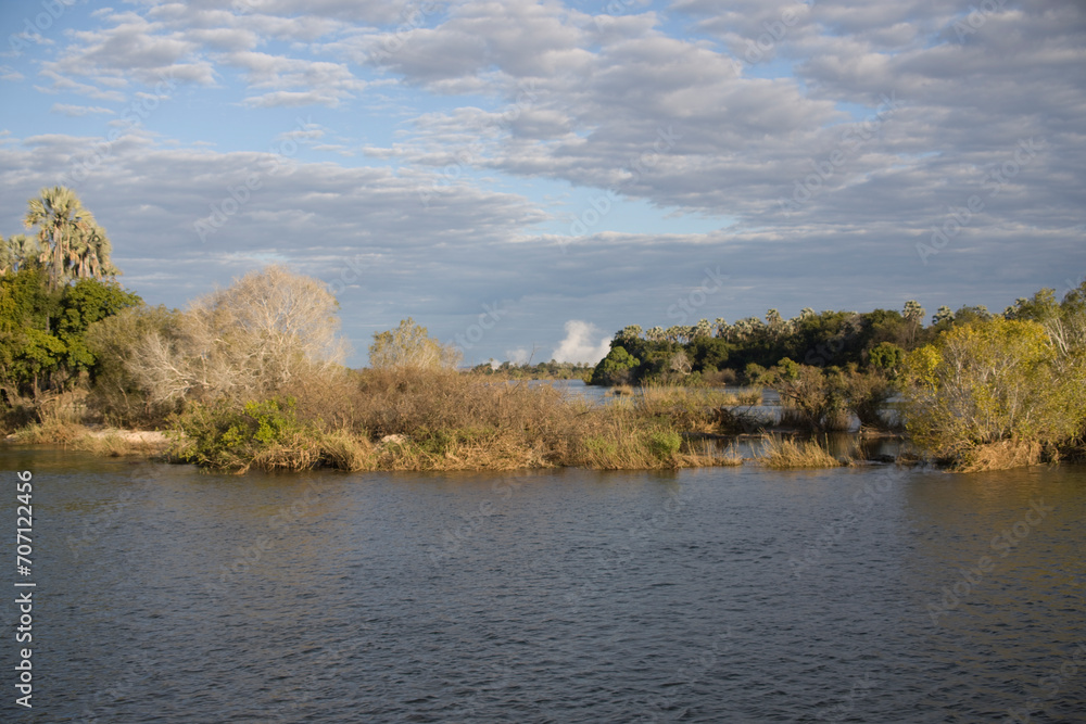Fototapeta premium Zimbabwe Zambezi River near Victoria Falls on a sunny winter day