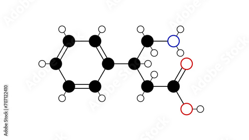 phenibut molecule, structural chemical formula, ball-and-stick model, isolated image central nervous system depressant photo