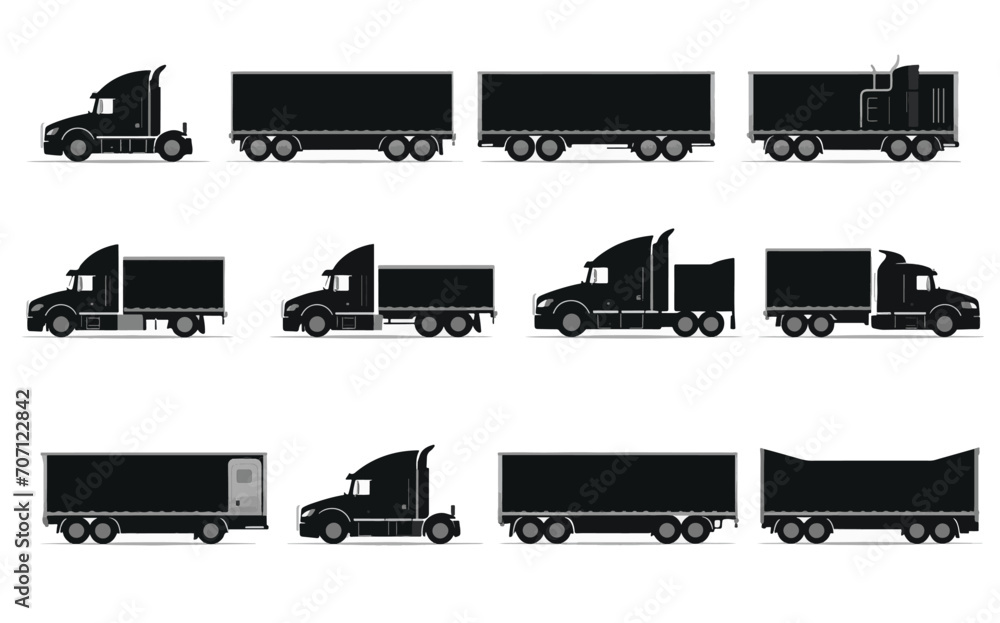 a semi-trailer truck silhouette and a set of vehicle icons