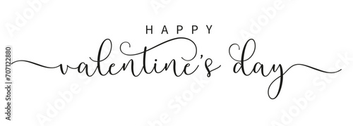 Happy Valentines Day black color brush calligraphy. Vector illustration