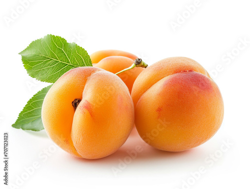 Apricot fruits isolated on white background. Minimalist style.