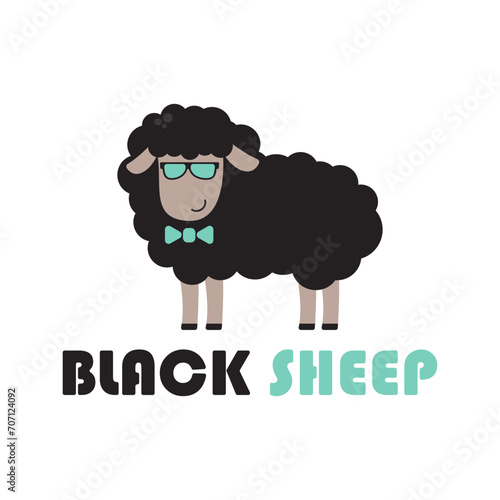 cool black sheep vector illustration