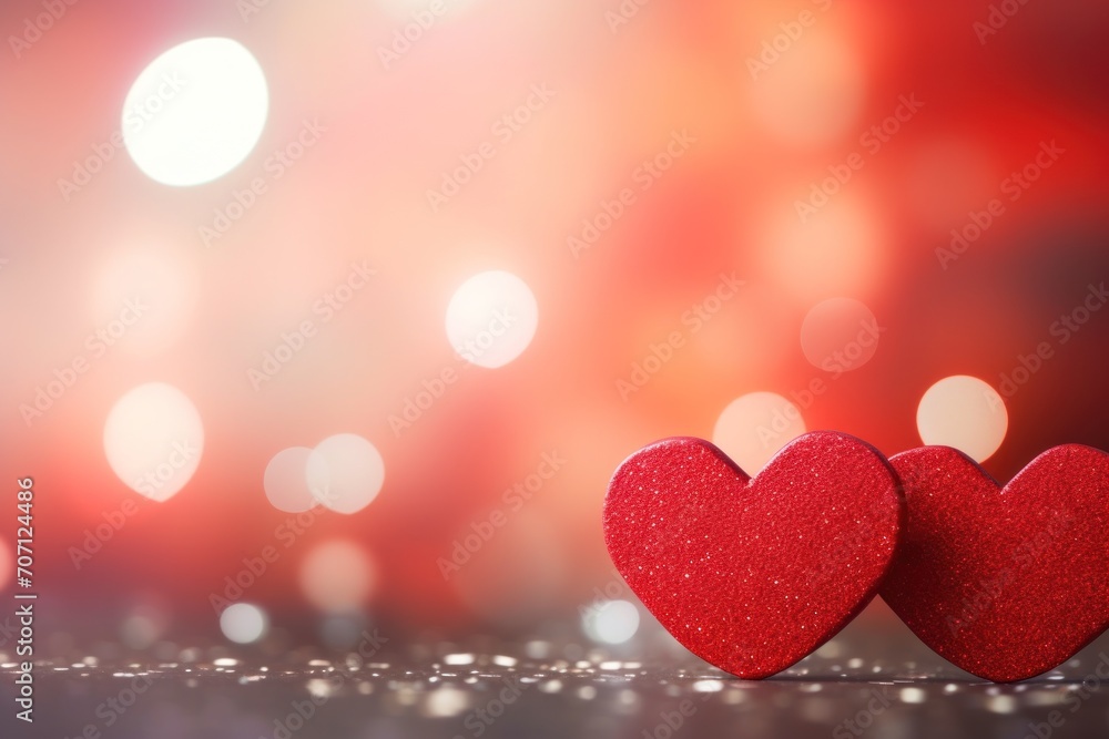 Valentine day background wallpaper. valentines day hearts decoration bokeh light blurry background. Generative AI Valentine day background wallpaper. valentines day hearts decoration bokeh light blurry background. Generative AI