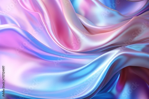 A blurred, abstract background with a holographic, rainbow iridescent effect.
