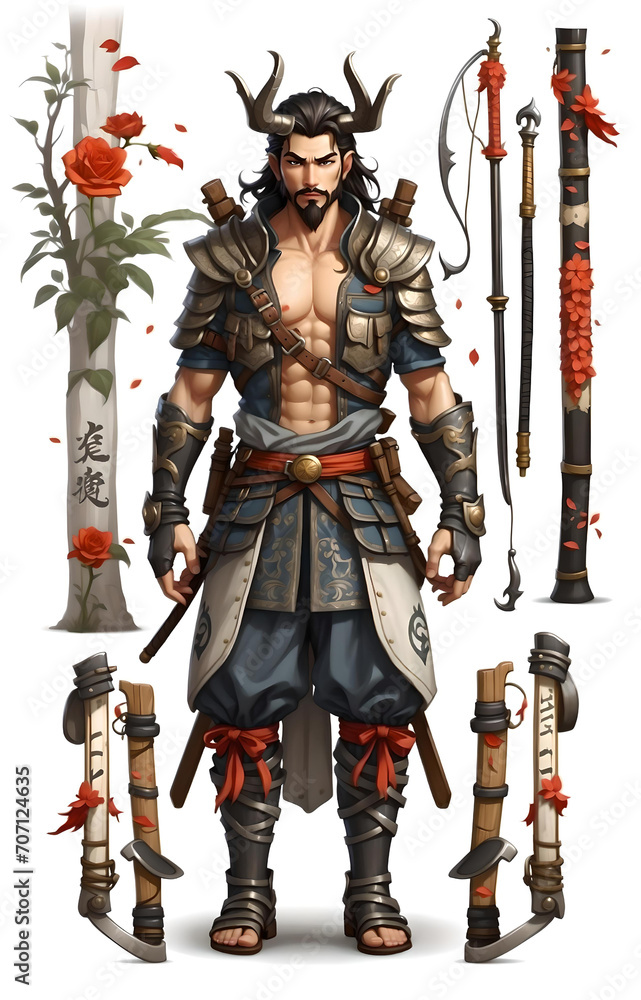 Obraz premium Ancient Samurai Warrior Character