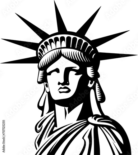 Statue of liberty tattoo silhouette in black color. Vector template for tattoo design. © StocknPicture