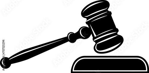 Judge gavel silhouette icon in black color. Vector template design.