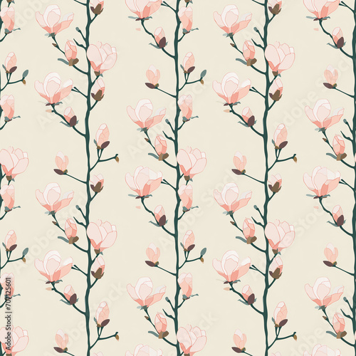 Magnolia blossom seamless pattern. Can be used for gift wrapping  wallpaper  background