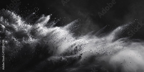 Organic dust particles drift in the air against a dark backdrop. photo