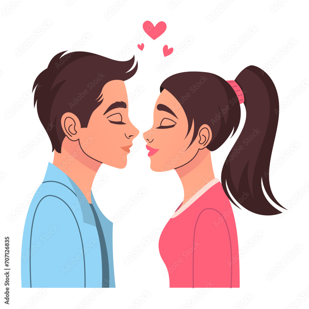 Couple in love before kissing vector illustration
