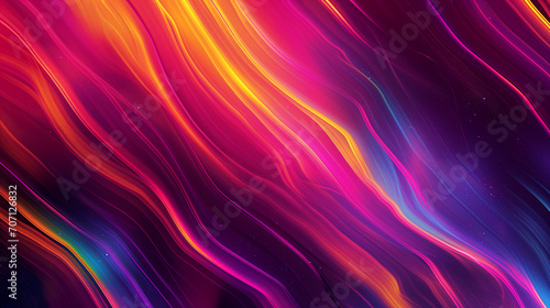 Neon futuristic flashes on black background. Motion light lines backdrop, abstract colorful lines background, Ai generated image