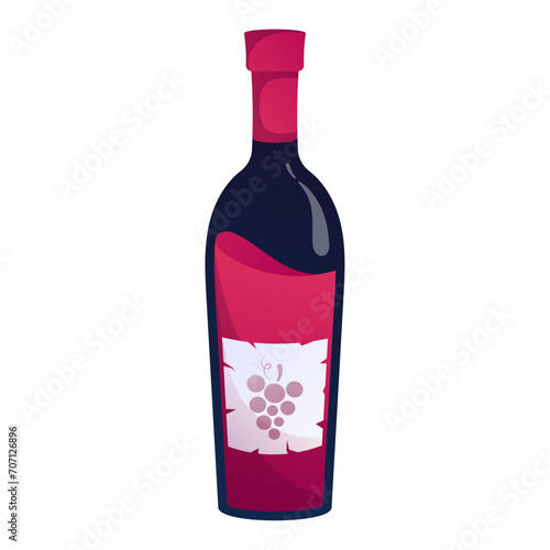 Wine bottle on white background, vector illustration