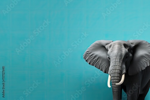 large elephant side view on solid color background