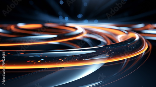Dark and orange Neon Light Futuristic Background, wallpaper, Abstract, lines, 3d, glossy abstract texture design, Generated AI