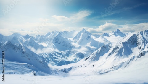 Snow-covered Mountain Range Under Blue Sky © Anna