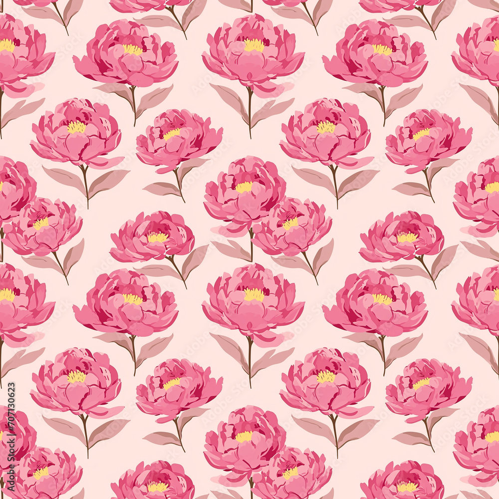 Pink peonies seamless pattern. Can be used for gift wrapping, wallpaper, background Pink peonies seamless pattern. Can be used for gift wrapping, wallpaper, background