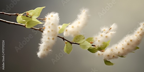 alder tree blossom and pollen in the wind photo