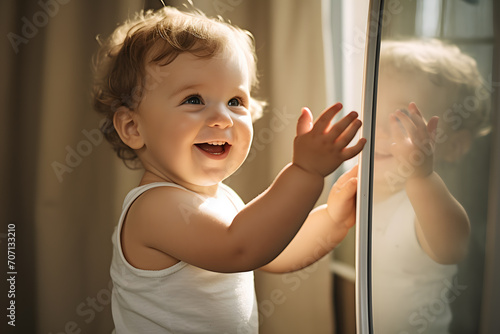 child looking out window