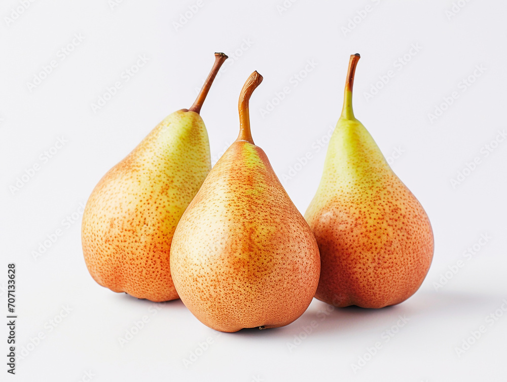 Fresh pear fruits isolated on white background. Minimalist style. Fresh pear fruits isolated on white background. Minimalist style.