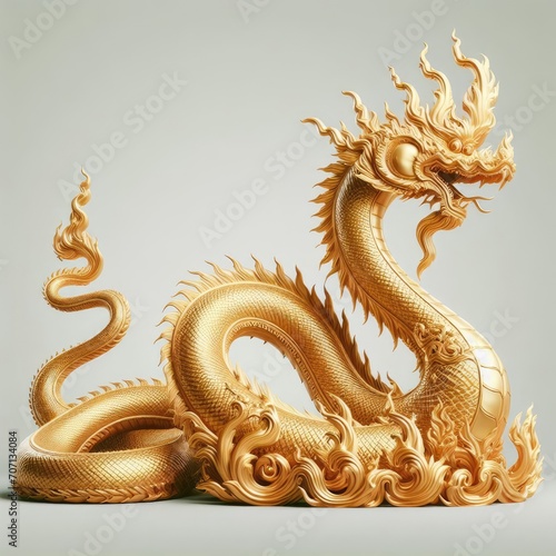 golden dragon statue on the wall  © Deanmon