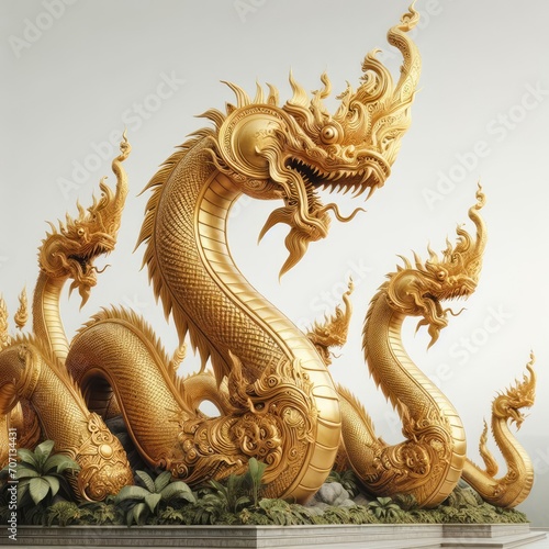 golden dragon statue on the wall 