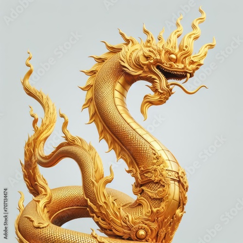golden dragon statue on the wall  © Deanmon