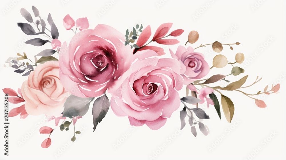 Watercolor mothers day clipart isolated white flowers picture Ai generated art