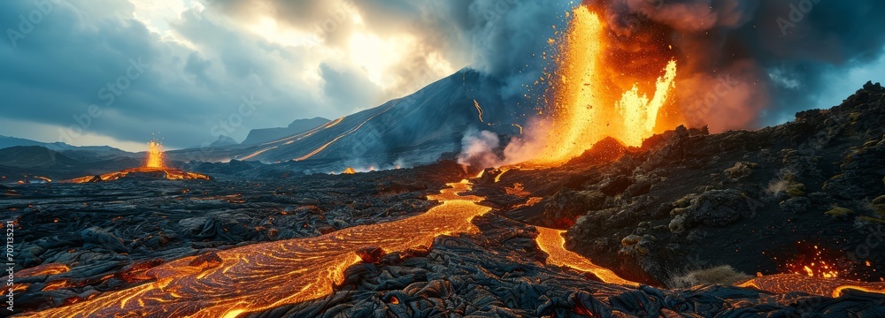 Fiery Volcanic Eruption