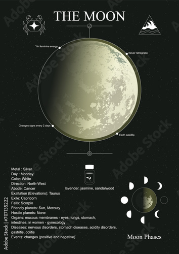Moon poster. Moon in the natal chart (horoscope).