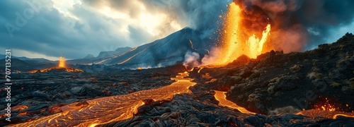 Fiery Volcanic Eruption