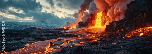 Fiery Volcanic Eruption photo