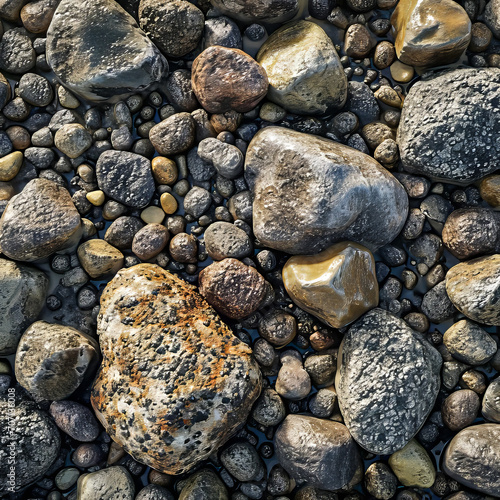 Gravel Texture. Generated Image. A digital rendering of a gravel texture in the daytime.