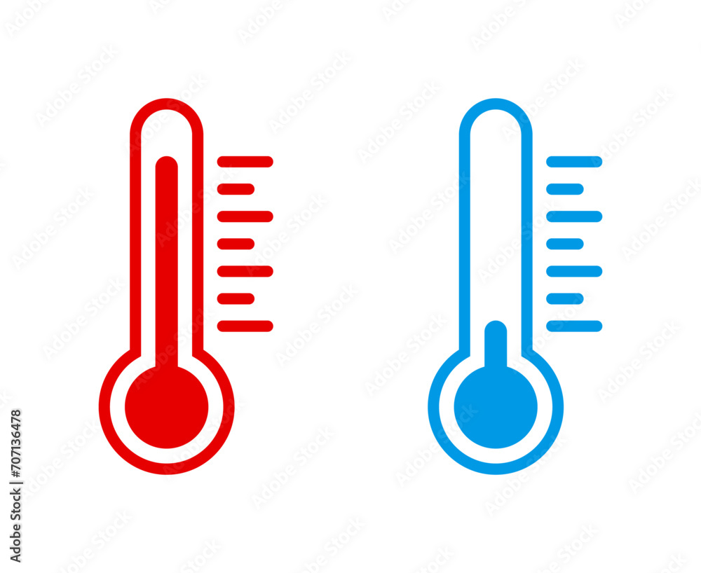 High and low temperature thermometer icons High and low temperature thermometer icons