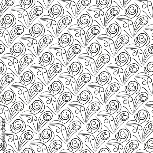 Repeating black and white ornament. Seamless pattern of lines, dots, circles, squares. Monochrome texture for printing and creating your own design