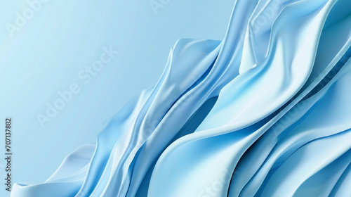 Blue silk or satin wavy abstract background with blank space for text.