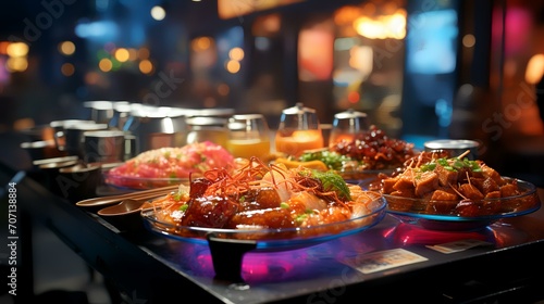 Generative AI Illustration of Asian Street Food Delights