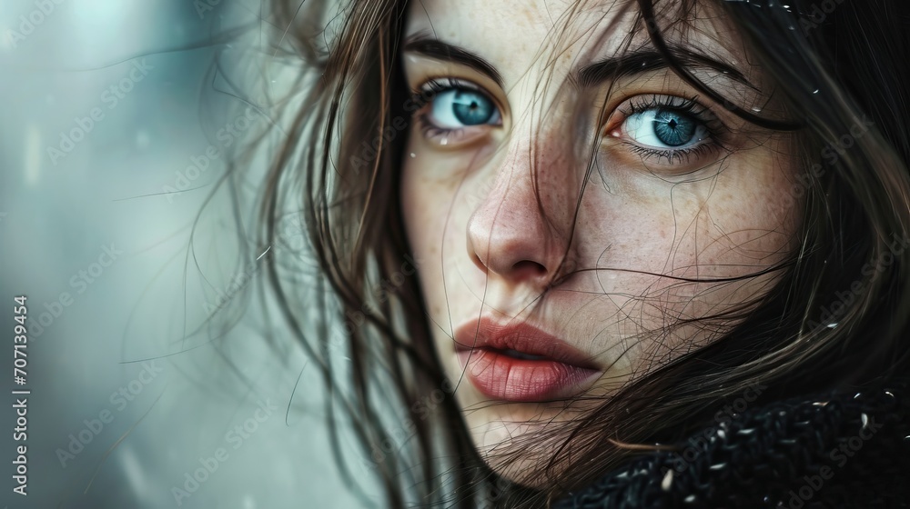 Modèle femme yeux bleus en extérieur Modèle femme yeux bleus en extérieur