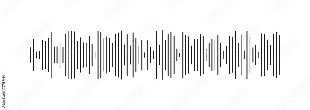 Voice message template. Audio chat speech sound wave icon. Equalizer symbol. Element for mobile messenger, podcast online radio interface, music player or app. Waveform pattern. Vector illustration.
